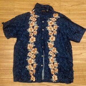 OP Blue and Orange Floral Casual Shirt